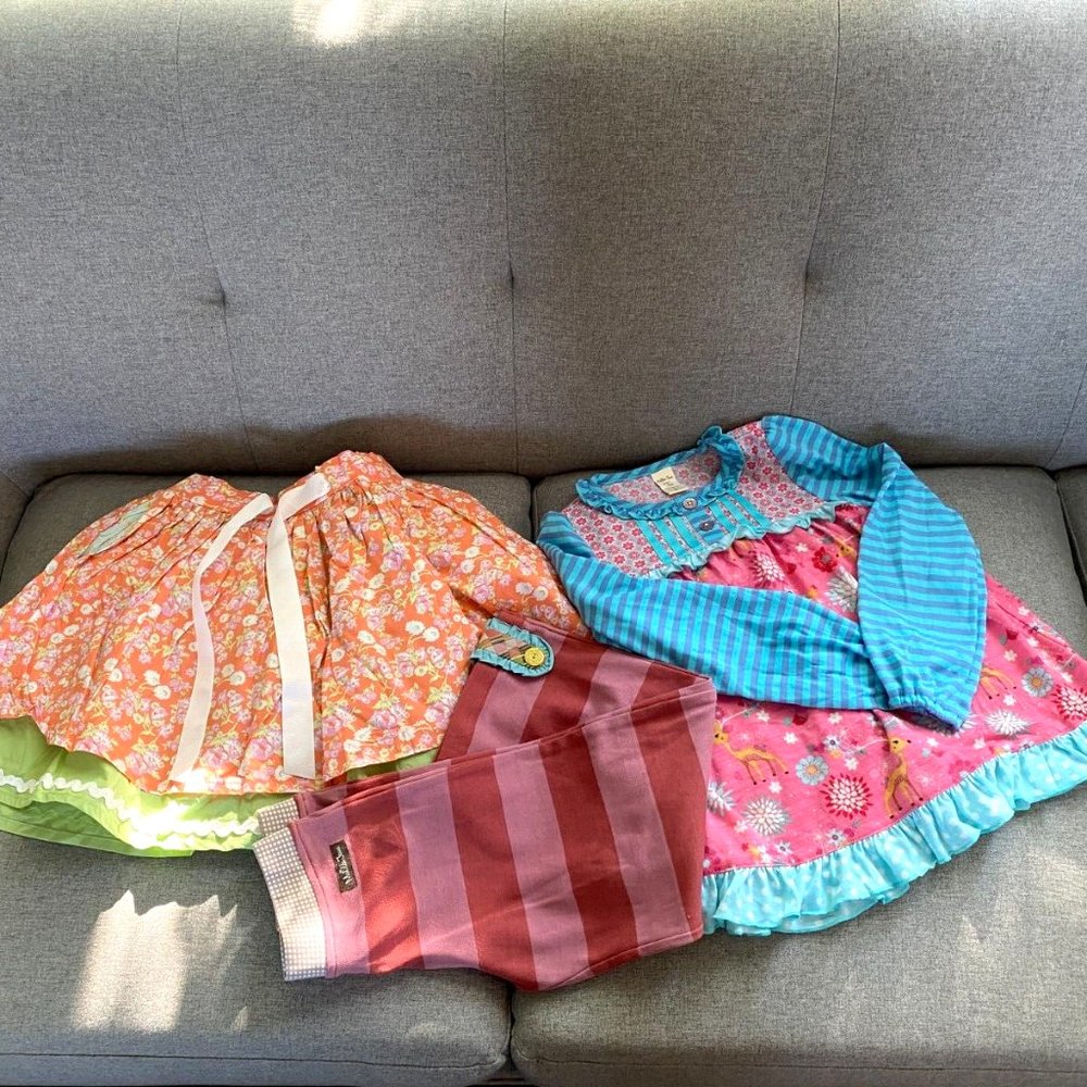 Lot of 3 - NEW Matilda Jane Girls Outfits & Pants Skirt Dress top - Size 6